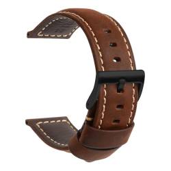 TStrap Uhrenarmband 22mm Leder für Herren - Dunkelbraun Lederarmband Uhren Ersatz - Vintage Weich Echtleder Uhrband Ersatzarmband Uhr - Leather Watch Strap Band for Men - 20mm 22mm 24mm von TStrap