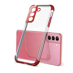 Clear Case Kompatibel mit Samsung Galaxy S21Pro 5G 6.7 Zoll Case Hülle,Schutz Kratzfest rutschfest aus TPU Silikon Transparent Handyhülle Kompatibel mit Samsung Galaxy S21+ Hülle (Rot) von TT-