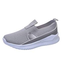 Damen Closed-TOA Slippers Wedge Sneaker Mesh Atmungsaktiv Espadrilles Running Casual Shoes Straßenlaufschuhe Walkingschuhe Schuhe Freizeitschuhe Women Casual Shoes Hausschuhe (Grau, 37) von TT-