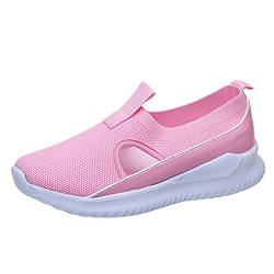 Damen Closed-TOA Slippers Wedge Sneaker Mesh Atmungsaktiv Espadrilles Running Casual Shoes Straßenlaufschuhe Walkingschuhe Schuhe Freizeitschuhe Women Casual Shoes Hausschuhe (Rosa, 38) von TT-