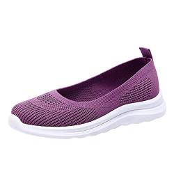 Damen Sportschuhe Slippers Mesh Atmungsaktiv Sneaker Espadrilles Running Casual Outdoor Indoor Shoes Slippers Halbschuhe Flache Schuhe Freizeitschuhe Women Laufschuhe Straßenlaufschuhe (Lila, 40) von TT-