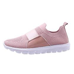 Frauen Sneaker Flache Schuhe Damen Beiläufige Sportschuhe Atmungsaktive Schuhen Sommer Herbst Turnschuhe Straßenlaufschuhe Luftkissen Fitness Walkingschuhe für Damen (Rosa, 37) von TT-