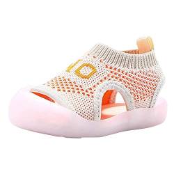 Kinder Mädchen Jungen Geschlossen Mesh Slippers Schuhe Atmungsaktiv Prinzessin Sandalen Flach Kinderschuhe Frühling Sommer Hausschuhe Walkingschuhe Freizeitschuhe (Orange, 22) von TT-