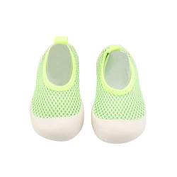 Kleinkindschuhe 0M-4Y Baby First-Walking Babyschuhe Einfarbig Weiche Sohle Rutschfestes Netz Atmungsaktives Streifentrainer Kleinkindgitter Kinderschuhe (Grün, 6-12M) von TT-