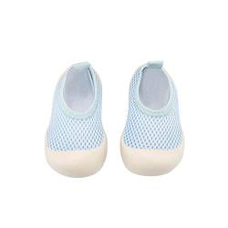 Kleinkindschuhe 0M-4Y Baby First-Walking Babyschuhe Einfarbig Weiche Sohle Rutschfestes Netz Atmungsaktives Streifentrainer Kleinkindgitter Kinderschuhe (Himmelblau, 6-12M) von TT-