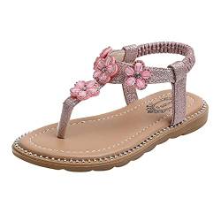 Mädchen Mary Jane mit Blume Prinzessin Schuhe Kinder Crystal Bling Sandalen Flip Flop Schuhe Girl Kostüm Zubehör Karneval Verkleidung Party Aufführung Fasching Tanzball (Rosa, 24) von TT-