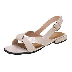 Retro Hausschuhe Damen Boho Heel Flatform Open Toe Schuhe Strandsandalen Sandalen Frauen Schnalle Sandaletten Freizeit Atmungsaktiv Pantoffeln Schlappen Strandschuhe (Weiß, 38) von TT-