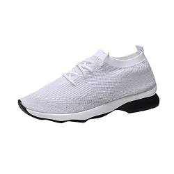 Slip-on Turnschuhe Sport Leisure Damen Laufschuhe Atmungsaktiv Sportschuhe Sneaker Schuhe Straßenlaufschuhe Freizeitschuhe für Outdoor Fitness Sporthalle Leichtgewichts Walkingschuhe (Weiß, 40) von TT-