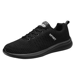 Straßenlaufschuhe Turnschuhe Damen Herren Laufschuhe Atmungsaktiv Sportschuhe Sneaker Schuhe Slippers Freizeitschuhe für Outdoor Fitness Sporthalle Walkingschuhe (Schwarz, 37) von TT-