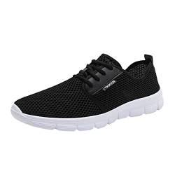 Turnschuhe Sneakers Herren Damen Mesh Slipper Laufschuhe Atmungsaktiv Sportschuhe Schuhe Straßenlaufschuhe Freizeitschuhe für Outdoor Fitness Sporthalle Atmungsaktiv Walkingschuhe (Schwarz, 44) von TT-