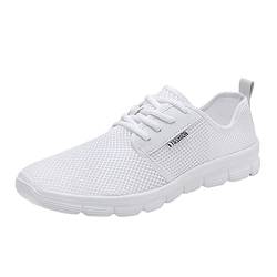 Turnschuhe Sneakers Herren Damen Mesh Slipper Laufschuhe Atmungsaktiv Sportschuhe Schuhe Straßenlaufschuhe Freizeitschuhe für Outdoor Fitness Sporthalle Atmungsaktiv Walkingschuhe (Weiß, 41) von TT-