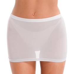 TTAO Damen Transparent Rock Sexy Minirock Extrem Kurz Unterrock Slim Fit/Ausgestellt Röckchen Erotische Dessous Reizwäsche Weiß C L von TTAO