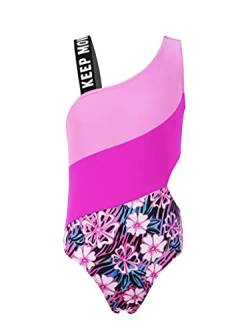 TTAO Einteiler Mädchen Badeanzug Bikini für Kinder Sommer Blumendruck Schwimmanzug Äremllos Bademode Swimwear Gr.98-164 Rose Rot Blumen 134-140 von TTAO