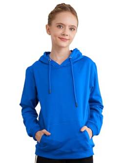 TTAO Jungen Kapuzenpullover Pullover Kapuzenjacke Classic Sport Sweatshirt Basic Einfarbig Baumwoll Hoodie für Kinder 3-14 Jahre Königsblau 146-152 von TTAO