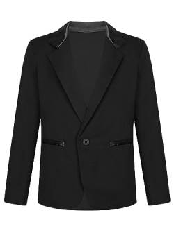 TTAO Jungen Kinder Anzug Jacke EIN-Knopf Blazer Gentleman Sakko Smoking Festlich Jacket Party Hochzeit Outfits Schwarz a 122-128 von TTAO