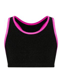 TTAO Mädchen Crop Top Sportshirts Bustier BH T-Shirt Bauchfrei Oberteil Kinder Sport Yoga Shirts Unterhemd Sportswear Hot Pink 110-116 von TTAO