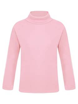 TTAO Mädchen Thermooberteile Langarm Rollkragenshirt Rollkragenpullover Kinder Winter Warme Unterhemden Thermounterwäsche Rosa 134-140 von TTAO