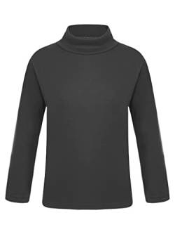 TTAO Mädchen Thermooberteile Langarm Rollkragenshirt Rollkragenpullover Kinder Winter Warme Unterhemden Thermounterwäsche Schwarz 122-128 von TTAO