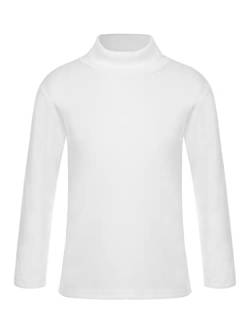 TTAO Mädchen Thermooberteile Langarm Rollkragenshirt Rollkragenpullover Kinder Winter Warme Unterhemden Thermounterwäsche Weiß 158-164 von TTAO