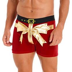 TTAO Unterhosen Männer Weihnachten Boxershort Retroshorts Unterhose Weihnachten Motive Samt Unterhose Geschenk Rot XL von TTAO