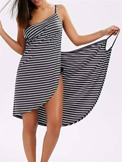 TTCI-RR Damen Handtuch Wrap Frauen Streifen Badetuch Wearable Beach Handtuch Strand Schürze Wickel Rock Wasseraufnahme Schnell Trocknen Sexy Sling Kleid Wickelkleid Bademantel von TTCI-RR