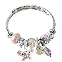 TTDCQQID Mädchen Armbänder, Charm Armband Kinder, Bettelarmband Mädchen, Bettelarmbänder Kinder, Verstellbares Armband, Kreative Geschenke für Töchter, Freundinnen, Ehefrauen, Freunde (D) von TTDCQQID