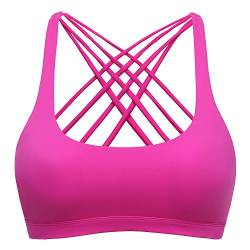 Sport BH Yoga BH Fitness BH Bustier Stretch Sports Bra Starker Leichter Halt Mit X-Rücken Für Running BH Geschmeidig Und Luftig Für Damen Rose Rosa XL von TTDW