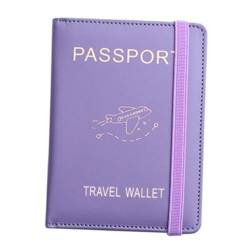 TTETTZ Reisepasshülle, Reisepasshülle, PU, leicht zu tragen, Reiseutensilien für den Familienurlaub, wasserdicht, leicht, Schutzhülle, lila von TTETTZ