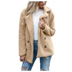 Plüschmantel Damen Mantel Winter Wickeljacke Damen Mantel Mit Kapuze Damen Camouflage Jacke Damen Teddy Mantel Damen Mantel Flanell Winterjacken Für Damen Kurz Wollmantel Mit Kapuze Damen L Khaki von TTFDJG