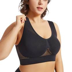 Sport BH Rückenfrei Sports Bra Damen BH Große Brüste Starker Halt Push Up BH Ohne Buegel Yoga Kleidung Damen BH Breite Träger BH Mit Breitem Unterbrustband Schwarz von TTFDJG