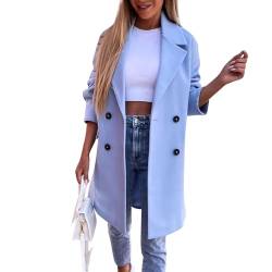 TTFDJG Blazer Damen Lang Langes Hemd Damen Warme Damen Jacken Blazer Damen Kariert Flanellhemd Damen Lang Blazer Grün Damen Jacke Damen Übergangsjacke Lang Kurzjacke Damen Hellblau L von TTFDJG