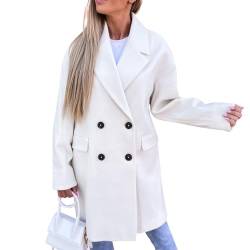 TTFDJG Longblazer Damen Jacke Damen Winter Lang Übergangsjacke Oversize Blazer Damen Parka Lang Damen Blazer Elegant Sweatjacke Damen Lang Damenmantel Für Übergang Elegant Weiß L von TTFDJG