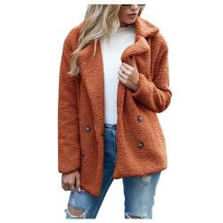 TTFDJG Plüschjacke Damen Hausmantel Damen Strickjacken Damen-Winterjacken Langarm Hemd Damen Winter Jacket Daunenjacken Strickmantel Damen Lang Longstrickjacke Damen M Saffron von TTFDJG