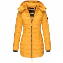 TTFDJG Puffer Jacke Damen Winterjacke Frauen Jacke Damen Winter Lang Daunenmantel Damen Lang Jacken Parka Steppmantel Grün Damen Daunenjacke Damen Schwarz Jacke Damen Winter Lang Gelb L von TTFDJG