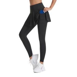 Tennis Shorts Damen Sport Leggings Damen Booty Scrunch Sportrock Mit Hose Drunter Modische Elastische Yoga-Shorts Mit Taschen Schwarzer Rock Schwarze Leggings Damen Golf Hose Damen Schwarz S von TTFDJG