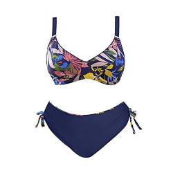 Bikini mit Kuh-Druck, 2-teilig, Bikini, Übergröße, Druck, hohe Taille, Badeanzüge, Vintage-Damen, geteilt, hohe Taille, Bikinihose, Bandage, Bikinihose, dunkelblau, 44 von TTNTTR