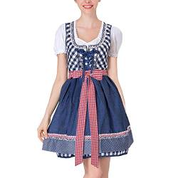 Dirndl Damen Midi Bierkleid Kurzarm Halsausschnitt Mit Tunnelzug Schlankes Dienstmädchen Trachtenoberteil Spitze Bayerische Tracht Festtracht Auftrittskostüm Dirndlparty von TTNTTR