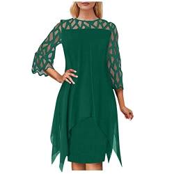 TTNTTR Abendkleider Elegant FüR Hochzeit Damen Plus Size Kleider Sexy Langarm Mesh Midi Kleid Casual Party kurzes Kleid Figurbetont Festliche Kleider (Green XXXXXL) von TTNTTR