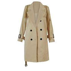 TTNTTR Damen Trenchcoat Zweireiher Langer Mantel Klassische Herbst Frühling Jacke Winddichter Mantel Lang Frauen Winddichter Elegant Outdoor Übergangsmantel Übergangsjacke Jacke Herbst Frühling von TTNTTR