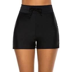 TTPSRY Badeshorts Damen Bikini Shorts Hohe Taille Schwimmhose Kurze Schwimmunterteil Hotpants Strand Hosen Sommer (Schwarz/M) von TTPSRY