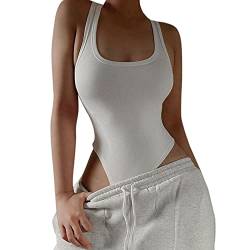 TTPSRY Damen Body Bodysuit Ärmellos Bodies Oberteil Overall Sexy Unterziehbody Blusebody Elegant Schmal Bodys Tops (Weiß/L) von TTPSRY