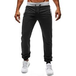 TTPSRY Jogginghose Herren Sport Hose Baumwolle Freizeithose Lang Männer Sweatpants mit Tunnelzug und Taschen Jogger Hose Trainingshose Schwarz Slim Fit Cargohose Sportswear (XL) von TTPSRY