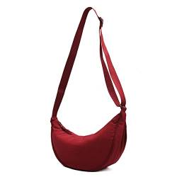 TTSAM Damen Halbmond Crossbody Schultertasche,Abnehmbarer Verstellbarer Schultergurt for Women Unterarmtasche Clutch Handtasche Messenger Bag für Frauen Dating Party Einkaufe, Wine Red von TTSAM