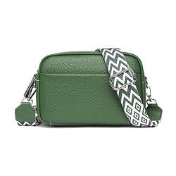 TTSAM leder umhängetasche damen moderne taschen mit breitem schultergurt brusttasche damen crossbag handtasche mit breitem gurt klein crossbody bag oder hüfttasche damen (Green#3), 23CM*14CM*7CM von TTSAM