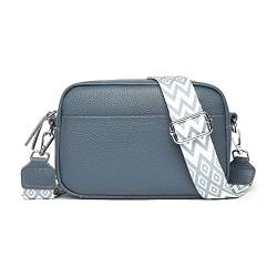 TTSAM leder umhängetasche moderne taschen mit schultergurt brusttasche crossbag handtasche mit breitem gurt klein crossbody bag oder hüfttasche damen (Blue#3) von TTSAM