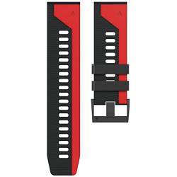 TTUCFA 22 26 MM Silikon QuickFit Armband Armbänder für Garmin Fenix 7 7X 6X 6Pro EPIX Easyfit Band Fenix5 5X 935 945 Smartwatch Armband (Farbe: Schwarz Rot, Größe: QuickFit 26 mm) von TTUCFA