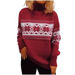 TTWOMEN Weihnachten Damen Langarm Stehkragen Strickpullover Herbst/Winter Lässiges Warmes Pullover Sweatshirt von TTWOMEN