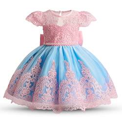 TTYAOVO Baby Mädchen Blumen Rückenfreies Kleid Kleinkind Prinzessin Partykleid Größe 90(12-24 Monate) 25 Rosa&Blau-T von TTYAOVO