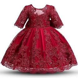 TTYAOVO Baby Mädchen Blumen Spitze Festzug Prinzessin Partytreffen Tutu Kleid Größe 80(6-12 Monate) 2031 Rot-T von TTYAOVO