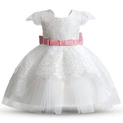 TTYAOVO Baby Mädchen Blumenkleid Geburtstag Prinzessin Party Spitze Rückenfreies Kleid Größe 100(2-3 Jahre) 15 White-T von TTYAOVO